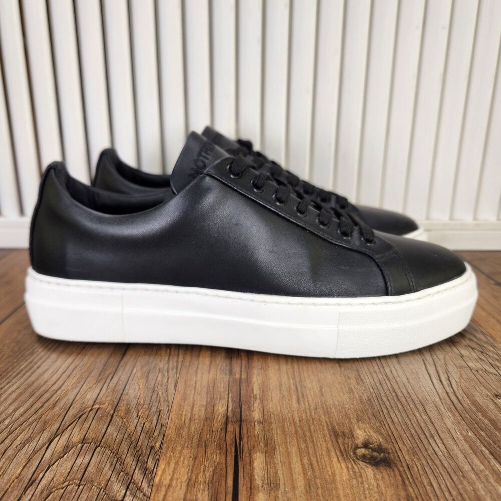 Nothing New Nova Leather Sneakers Womens Sz 8.5 Black Classic City Tennis Shoes